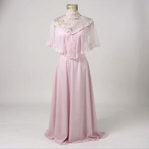 Dance Allure Vintage 70s Cottage Core lace long dress. NWT  Blush Rose. …